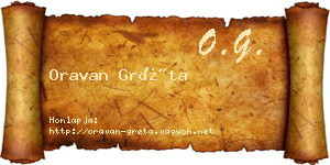 Oravan Gréta névjegykártya
